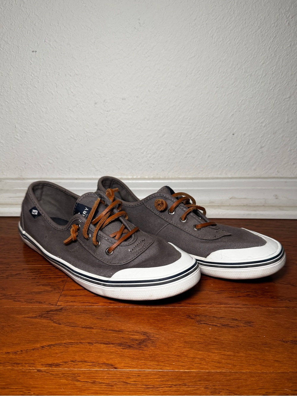 Sperry Top-Sider Crest Vibe Canvas Sneakers Grey Leather Laces 8.5